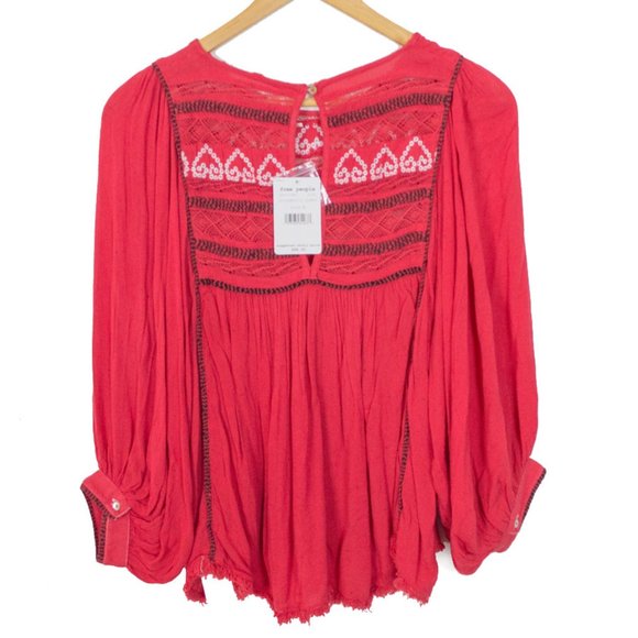 Free People Cyprus Avenue Embroidered Boho Blouse - Picture 8 of 12